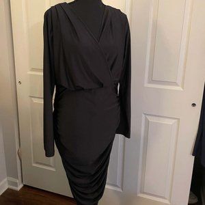 Black V Neck Slinky Midi Dress by Ax Paris